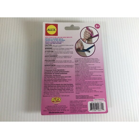 Halloween Hair Chalk Pens Alex Set 3 Metallic Yellow Pink Blue Fashion NEW - Picture 7 of 9